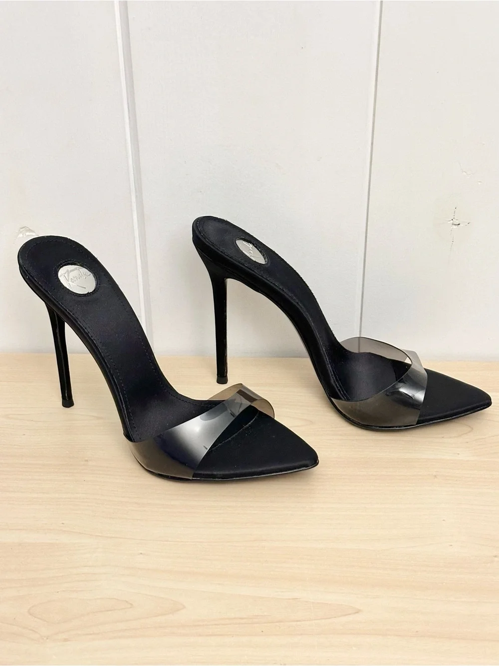 Kandee Midnight Silk Semi transparent PVC Mules Size 40